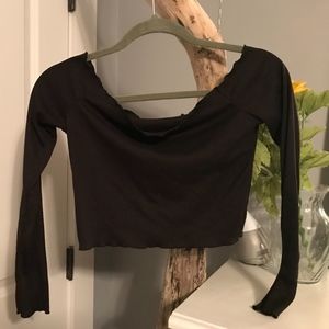 Black off the shoulder crop top